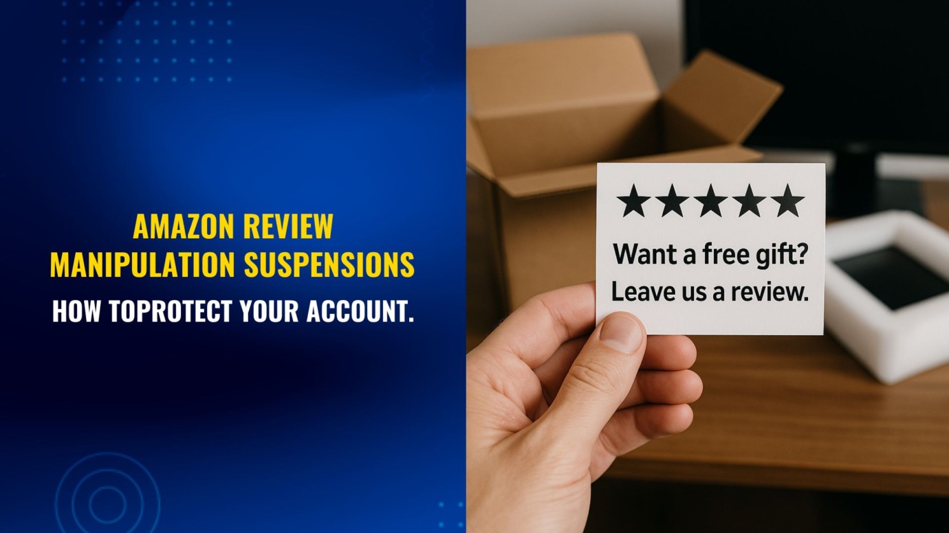 Amazon review manipulation suspensions warning cover with text on avoiding account risks