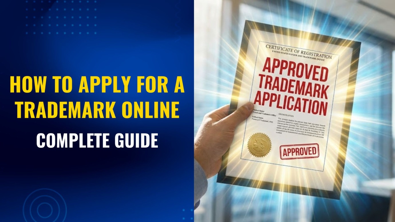 Hand holding approved trademark registration certificate from USPTO with official gold seal