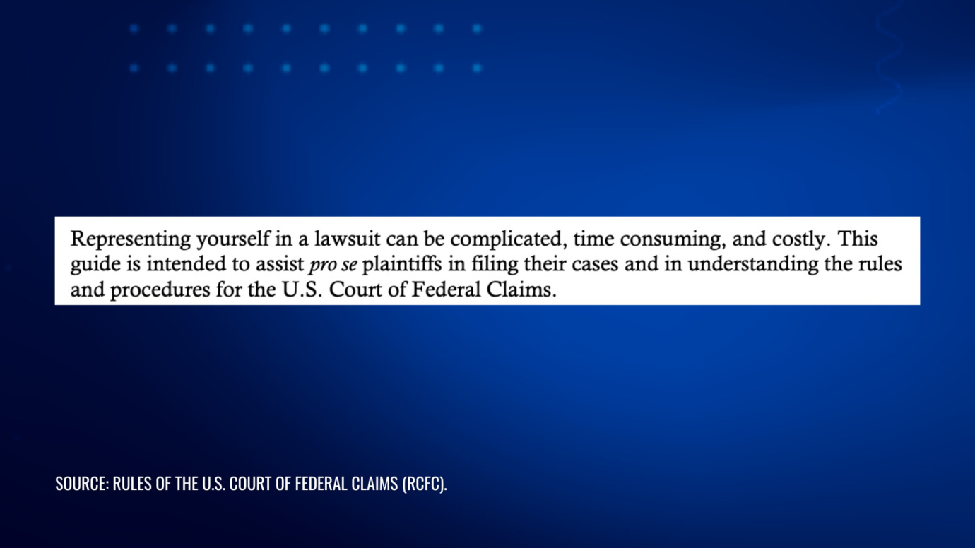 Guide for pro se plaintiffs on filing cases and understanding U.S. Court of Federal Claims rules and procedures