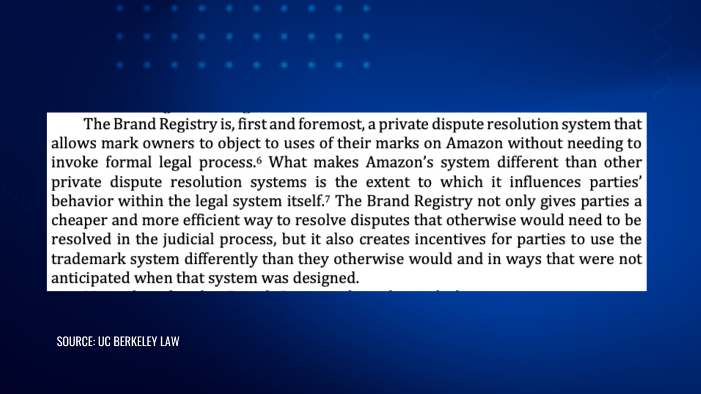 UC Berkeley Law discusses Amazon Brand Registry as a private trademark dispute resolution system