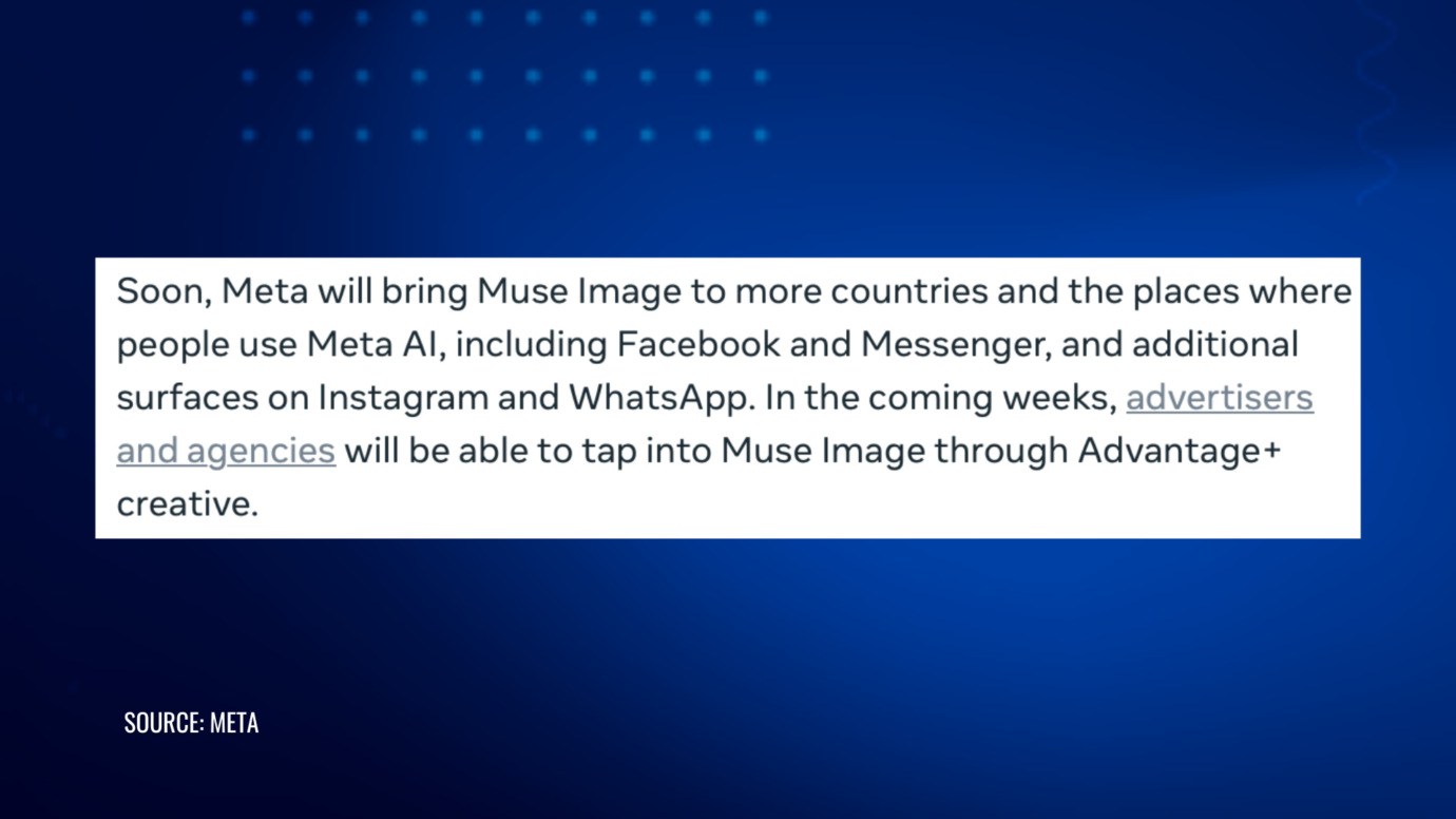Meta announces Muse Image expansion to more countries, apps, and Advantage+ creative for advertisers