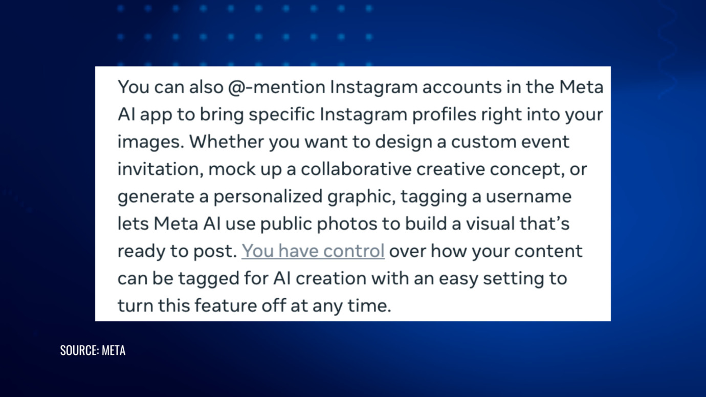 Meta explains Instagram @mentions let Muse Image use public photos for AI generated images with user controls