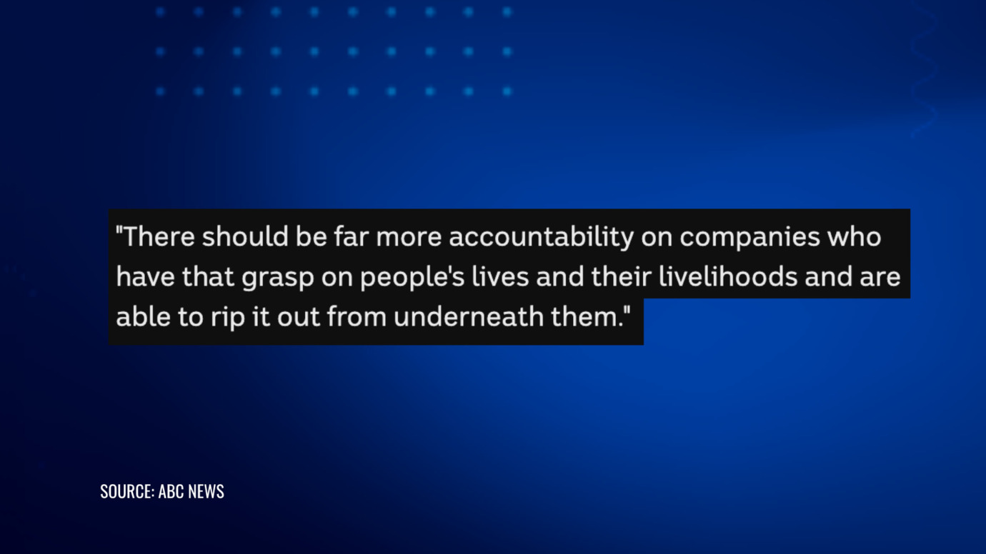 Giselle Taunton says companies with a grip on livelihoods need more accountability