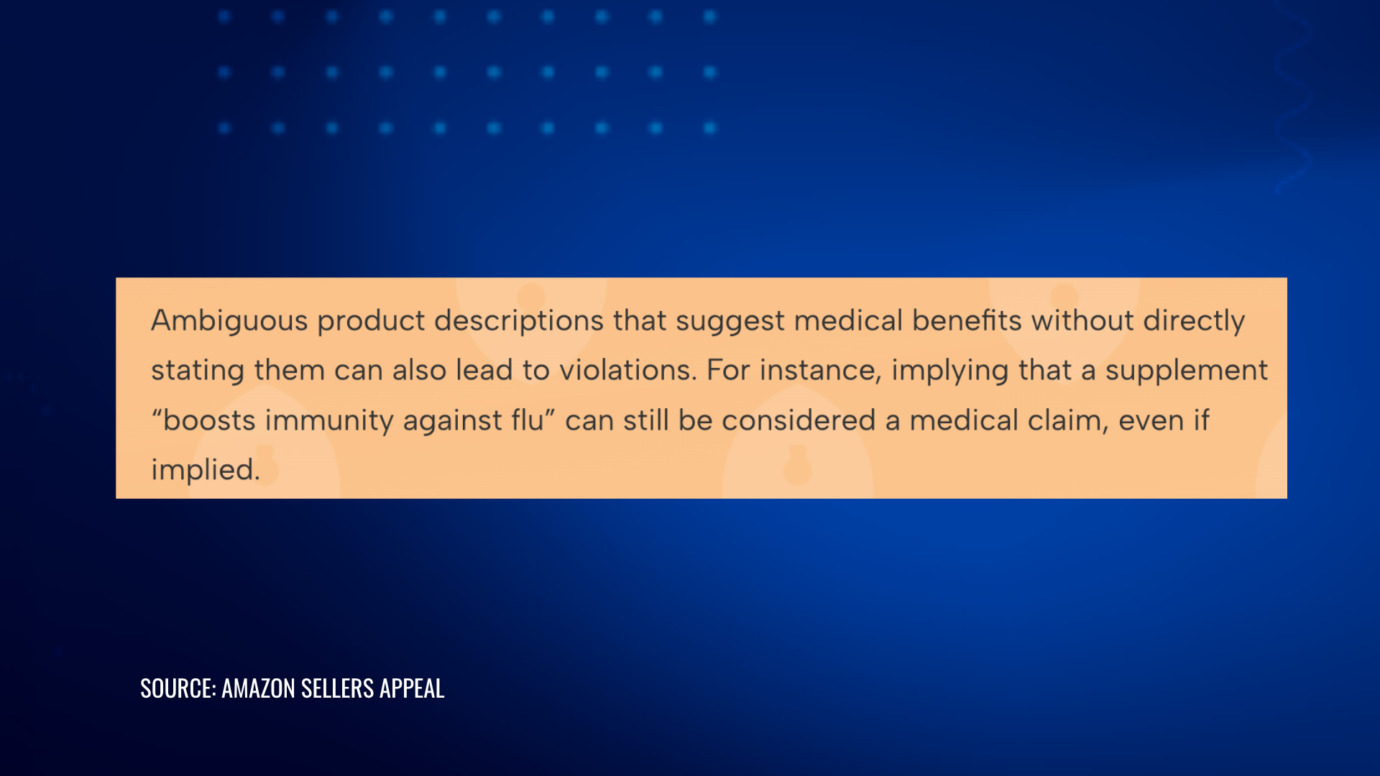 Implying a supplement boosts immunity against flu can still count as a medical claim on Amazon