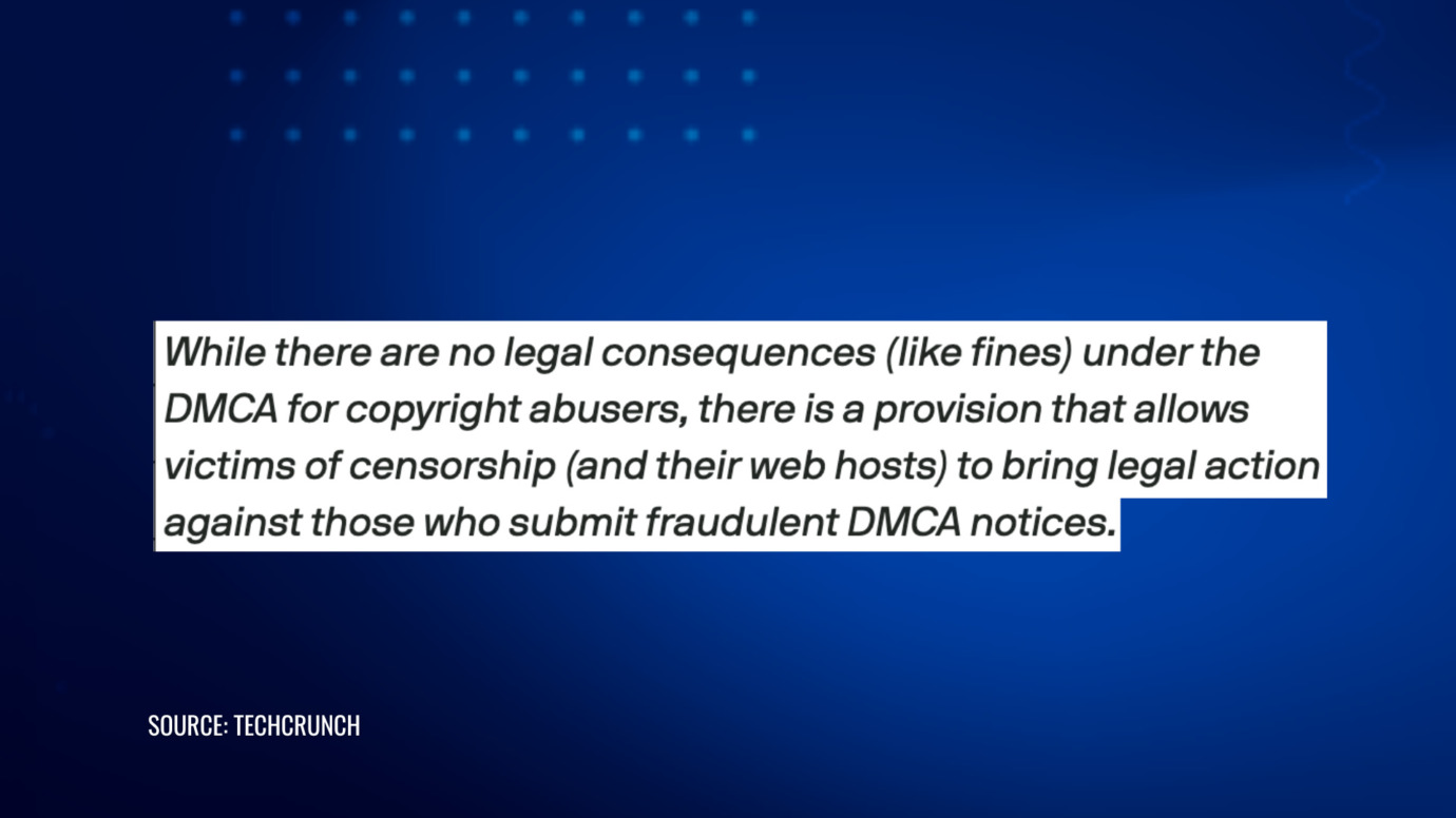 The DMCA lets victims of censorship and their web hosts sue over fraudulent takedown notices, per Automattic's counsel