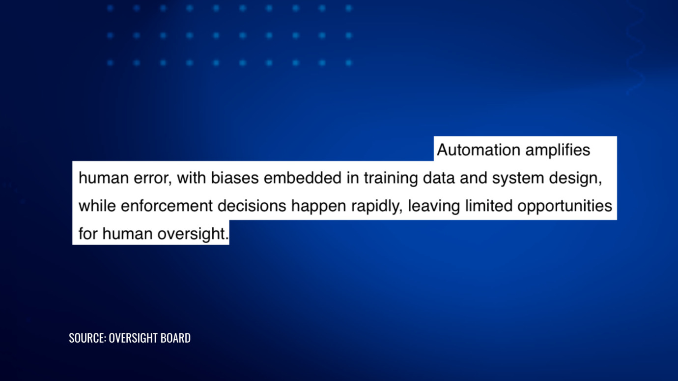 Oversight Board: automation amplifies human error and leaves little room for human oversight