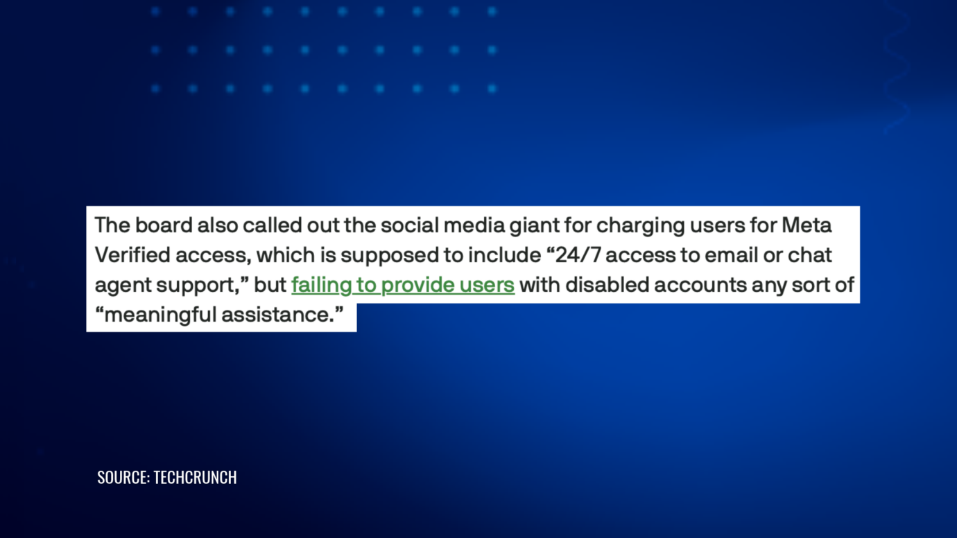 Oversight Board faults Meta Verified for promising 24/7 support but giving disabled accounts no meaningful help