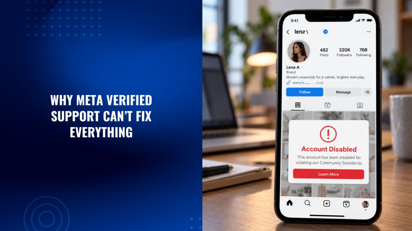 Meta Verified Instagram account showing an Account Disabled notice despite having a verified badge