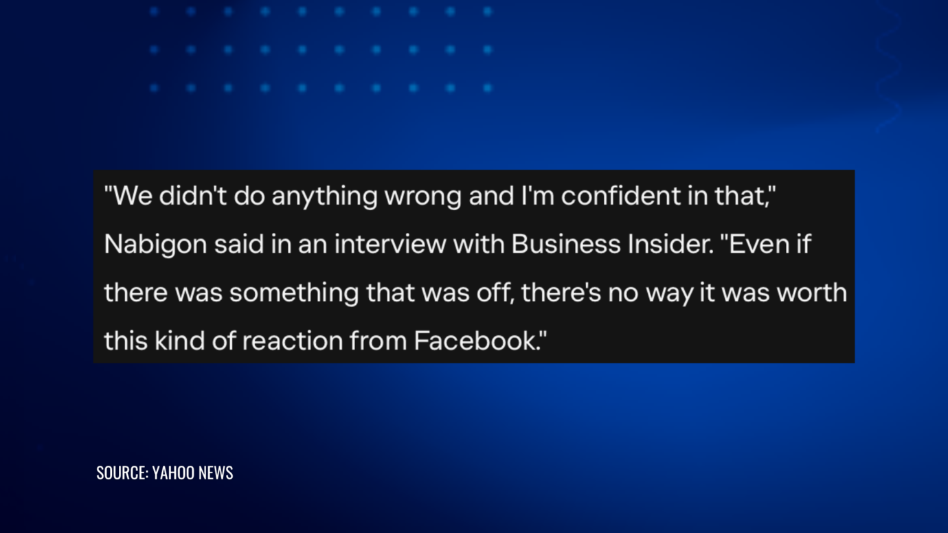 Jordan Nabigon says Facebook gave no explanation after unpublishing his Pages