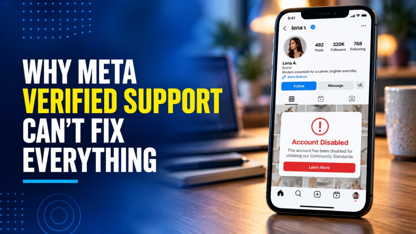 Meta Verified Instagram account showing an Account Disabled notice despite having a verified badge